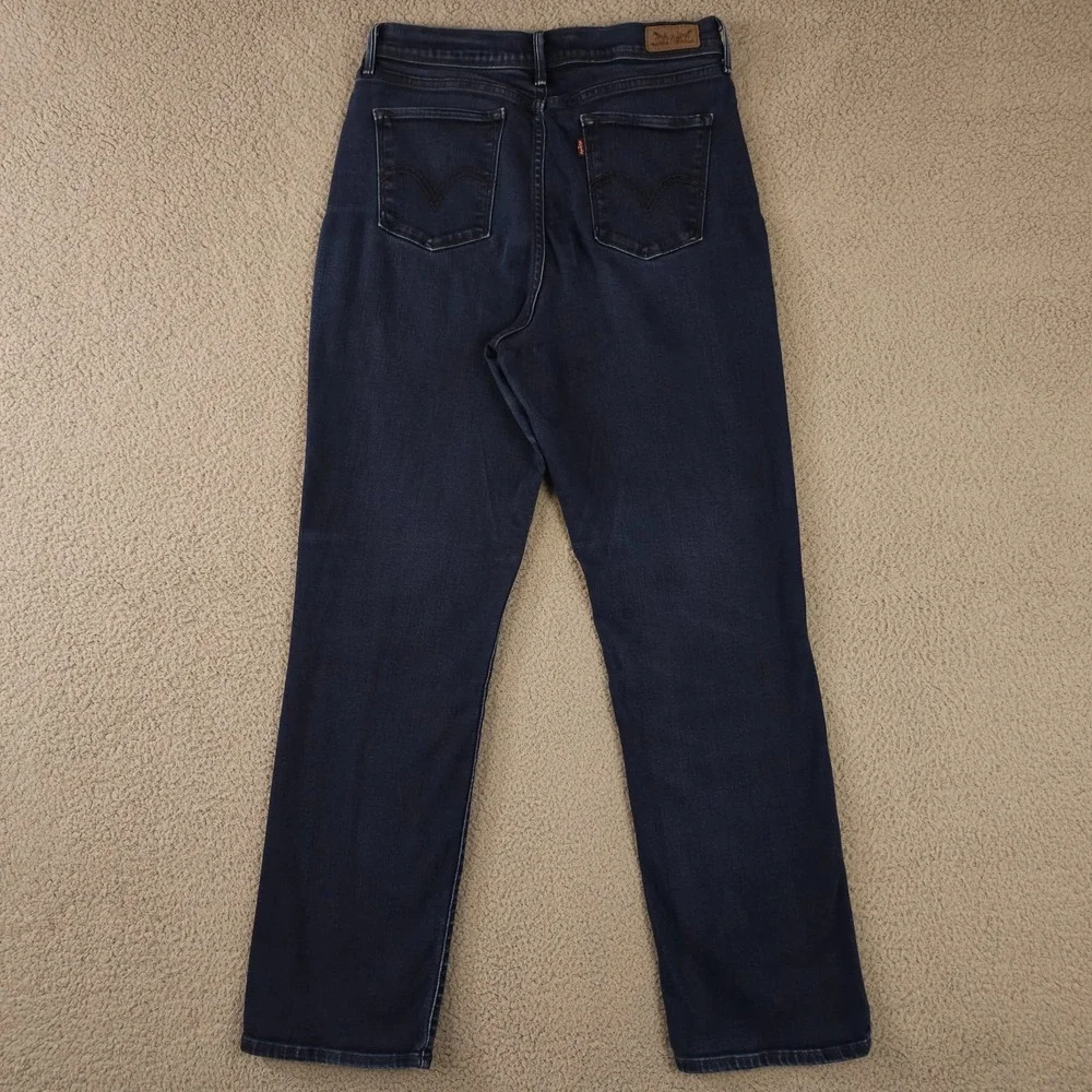 Levis 512 Jeans Womens 12 Blue Perfectly Slimming Straight Leg Stretch Dark Wash - Picture 2 of 16